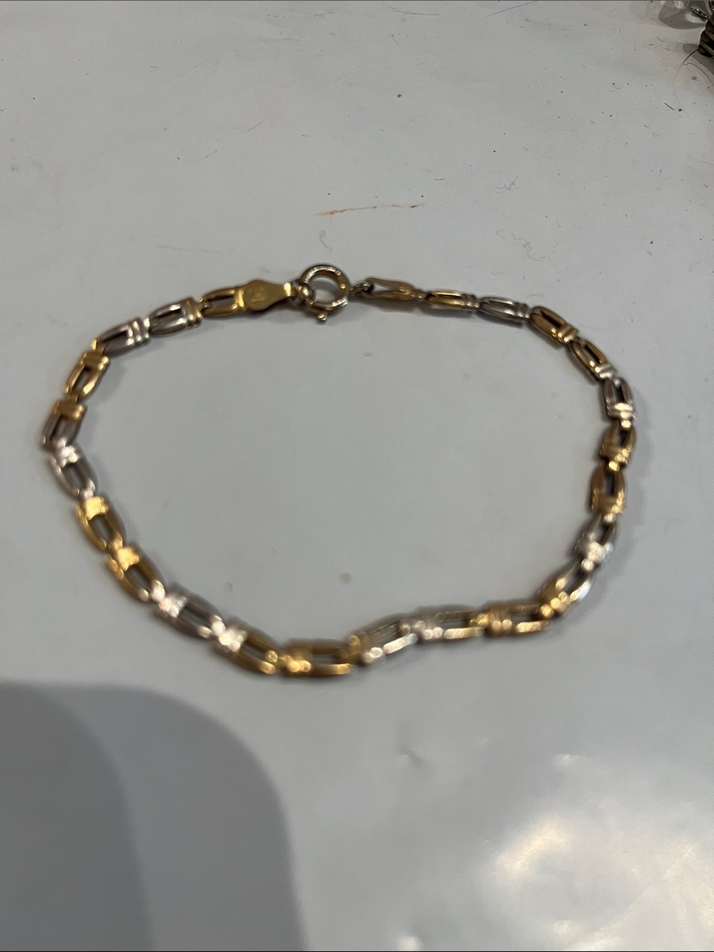 Two-Tone Gold ? and Silver 925 Chain Bracelet - Women Jewelry
